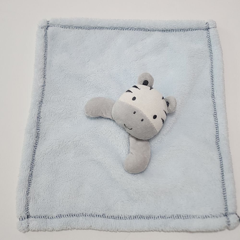 Sandy & Simon 14" Baby Lovey Zebra Blanket Blue Animal Stuffed Toy